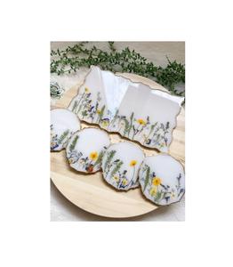 Juego de posavasos de resina hechos a mano de primera calidad con acabado de patrón de piedra de lujo para mesa de comedor, mesa de café y decoración del hogar. - Product Image 4