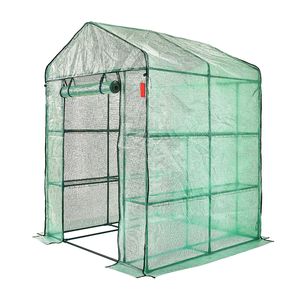 Serra in PE ad alta resistenza con scaffali 4.6 x 4.6 x 6.6 piedi, porta con cerniera, telaio in acciaio per uso in giardino - Product Image 5
