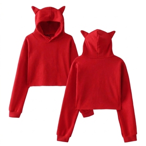 Custom Women Cropped Hoodie High Quality Unisex Vintage Ladies Hoodie Oversized Cropped Pullover for Women Terry Fabric - Product Image 1