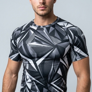Men's Custom Compression Shirt Short Sleeve O-Neck Quick Dry Slim Fit Sporty Athletic Training Wear - Product Image 6