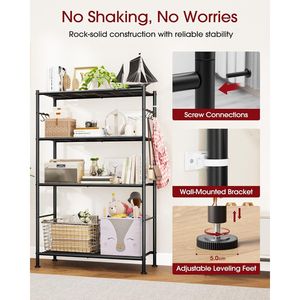 4-Tier Rust-Resistant Garage Shelf Organizer with Leveling Feet & Hooks Easy Assembly for <b>Kitchen</b> <b>Pantry</b> Storage - Product Image 6