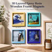 Cadre photo magnétique carré décoratif de luxe personnalisé en bois époxy 3D multicouche, écologique et étanche, pour décoration artistique de la maison