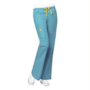 Women's Orange Doctor Scrub Set V-Neck Short Sleeve Rayon Woven Hospital Uniform Pants Included GLOWING NEON INDUSTRY Needle - Product Image 3