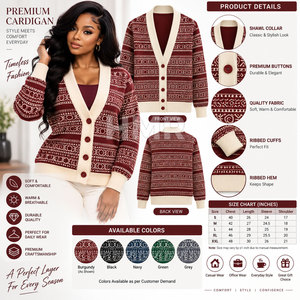HMR Sorority Sisterhood <b>Cardigan</b> <b>Coat</b> for Women Chic and Fashionable Long Sleeve Outerwear Geometric Pattern - Product Image 6