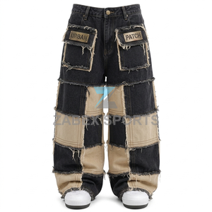 Pantalon cargo en denim ample et droit pour homme, sur mesure OEM ODM, style streetwear d'hiver, coton premium - Product Image 1
