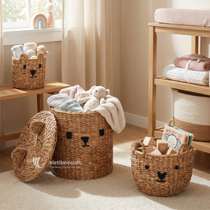 Panier de rangement écologique en jonc de mer, forme lapin, tressé à la main, naturel, multifonctionnel, pour chambre d'enfant et maison - Product Image 5