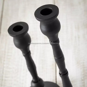 Juego de 3 candelabros decorativos de aluminio fundido negro para el hogar o regalos de Navidad Material metálico duradero - Product Image 3