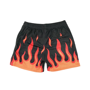 Shorts de course pour hommes de qualité supérieure, imprimés flamme, en mesh respirant, shorts de fitness d'été, OEM ODM en gros - Product Image 4