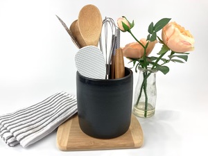 Vintage Style Ceramic <b>Utensil</b> <b>Holder</b> Floral Print Finish Smooth Durable Heat Resistant Elegant <b>Kitchen</b> Counter Storage Organizer - Product Image 6