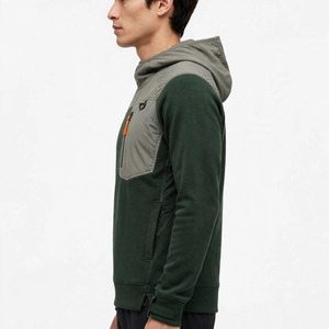 Sweat-shirt à capuche en polaire pour homme, vert et gris, avec poche zippée, coupe décontractée, pour l'automne - Product Image 5