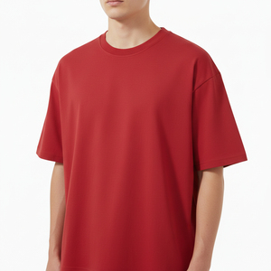 เสื้อยืดคอกลมผู้ชายผ้าฝ้าย 100% แบบสั่งทำพิเศษ คุณภาพสูง สีแดงล้วน พิมพ์ลาย ดีไซน์เรียบง่าย ความยาวปกติ - Product Image 4