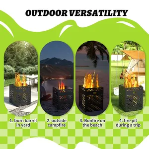 Modern Steel <b>Fire</b> <b>Pit</b> 20x20x30in 63 Gallon Capacity Freestanding Outdoor Heating Portable <b>Wood</b> <b>Burning</b> - Product Image 4