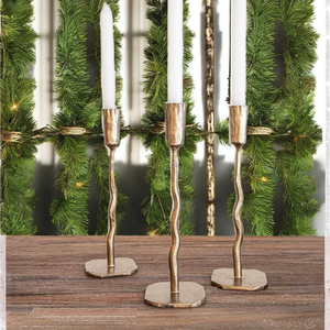 Unique Craft India Hand Forged <b>Brass</b> & Iron Candle Stand Set of 3 for Christmas Home & Hotel Table & Centerpiece Decor - Product Image 1