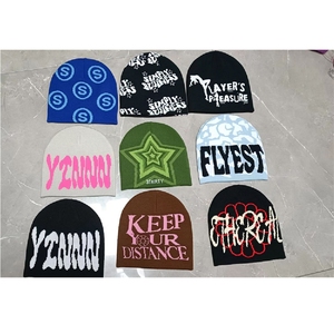 INDEX SPORTSWEAR Beanie Jacquard Knit Winter Hat Unisex Street Style Letter Pattern Pink Black White 56-58CM Adult - Product Image 6