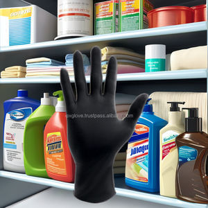 Custom Pack Black Nitrile Powder-Free Disposable Gloves Ambidextrous Beaded Cuff Multipurpose Cleaning - Product Image 2