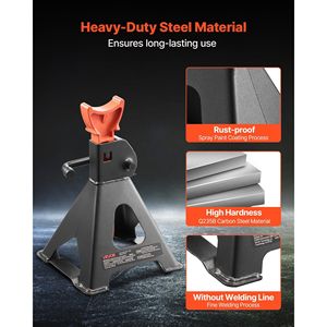 Cavalletti per auto in acciaio resistente da 3 tonnellate (6.600 libbre) con altezza regolabile da 10.8-16.3 e blocco automatico - Product Image 6