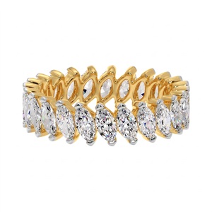 Anillo de Diamante Cultivado en Laboratorio con Corte Marquesa de Lujo, Chapado en Oro de 18K/14K, Anillo de Eternidad Apilable, Anillo de Boda, Joyería Fina - Product Image 1