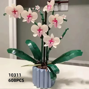 10311 Ramo de Orquídeas, Bloques de Construcción Decorativos, Modelo de Planta, Regalo Navideño, 608 Piezas, Ladrillos, Juguete Educativo para Niños - Product Image 3