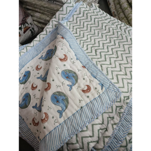 Edredón Reversible de Algodón Jaipuri para Bebé, Tamaño 60x40 Pulgadas, Estampado a Mano en Jaipur, Súper Suave, Personalizado, Tinte No Tóxico, Ecológico - Product Image 1