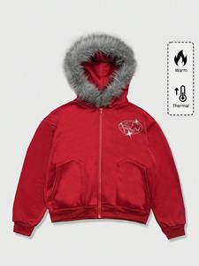 เสื้อฮู้ดดี้ขนสัตว์ผู้ชาย ทรงหลวม ไหล่ตก สไตล์ลำลอง สตรีทแวร์ ชุดออกกำลังกาย เนื้อผ้าหนา ใส่สบาย ทรงทันสมัย เหมาะกับฤดูหนาว - Product Image 5