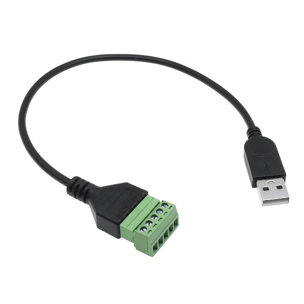 USB 2.0 tipo A macho para 5 pinos fêmea Parafuso Escudo Terminais Pluggable Tipo Cabo Adaptador