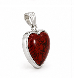 Pendentif en argent fait main en forme de cœur en jaspe de qualité supérieure, vente en gros, prix avantageux pour bijoux féminins, anniversaire - Product Image 1