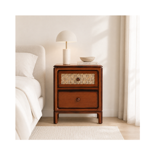 Mesita de Noche Moderna de Madera para Dormitorio con 2 Cajones, Mesa Auxiliar de Madera Maciza para el Hogar y Hotel, Fabricante OEM ODM - Product Image 1