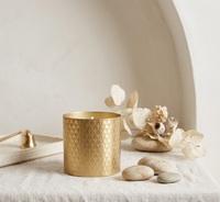 Pot à bougie Urli en métal martelé doré fait main, bougie de luxe en cire de soja parfumée à plusieurs mèches, pour la décoration intérieure et comme cadeau festif de mariage