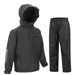 Traje Impermeable para Lluvia en Oferta, Chaqueta con Capucha y Pantalones, Ropa Impermeable Negra para Exteriores, para Camping, Adultos, Talla Universal - Product Image 1