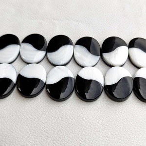Good Luster Natural Black Onyx & Mother of Pearl Oval Flatback Cabochon Custom Fine Jewelry Loose Gemstones Fast Shipping Items - Product Image 2