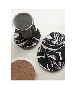Juego de posavasos de mármol natural de lujo para mesa de café con base de corcho antideslizante y diseño moderno minimalista para decoración del hogar. - Product Image 4