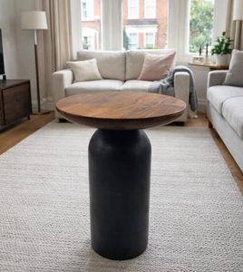 OFERTA ESPECIAL Mesa Auxiliar Moderna con Base de Metal y Tapa de Madera Sólida, Mesa Redonda con Pedestal para Bebidas, Mesa de Centro para Sala de Estar, Venta al por Mayor, Regalo - Product Image 4