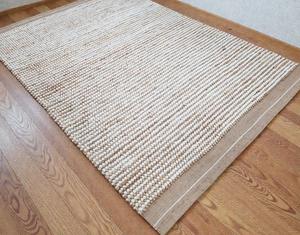 Alfombra Artesanal de Lana y Yute, Alfombra Boho a Rayas Naturales, Ecológica, Rústica, para Sala de Estar, Dormitorio, Decoración del Hogar - Product Image 6