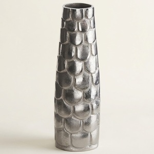 Jarrón de flores modernista plateado, elegante jarrón con borde festoneado para decoración del hogar, centros de mesa y regalo de boda. - Product Image 6
