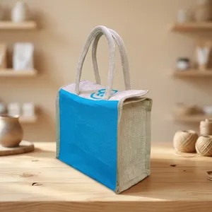 Bolsa de Almuerzo de Yute Ecológica Más Vendida, 10x10x5 Pulgadas, Bolsa de Transporte de Alimentos Reutilizable Natural para Oficina, Escuela, Picnic, Viajes, Aire Libre - Product Image 3