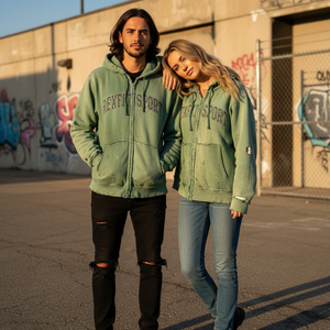 Conjunto de sudadera con capucha y pantalón cargo de algodón con cremallera, bordado de apliques y lavado ácido Rexfit Sports - Product Image 5