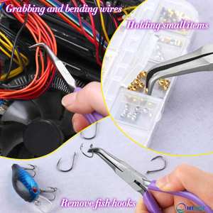 Alicates de Punta Curva con Mordazas Serradas, Mini Alicates de Precisión de Acero al Carbono para Joyería y Doblado de Alambre - Product Image 4