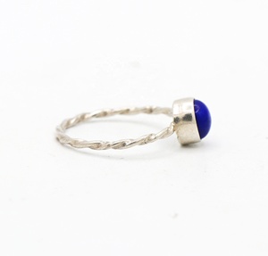 Wholesale 925 Solid Sterling Silver Natural Round <b>Lapis</b> <b>Lazuli</b> Cabochon Bezel Twisted Band <b>Ring</b> Fine Jewelry Memoria Jewels - Product Image 2
