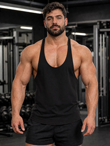 Men's <b>Vintage</b> Beading Polyester/Cotton Blend Knitted <b>Tank</b> <b>Top</b> Solid Color Quick Dry Breathable Sporty Casual Gym Workout - Product Image 1
