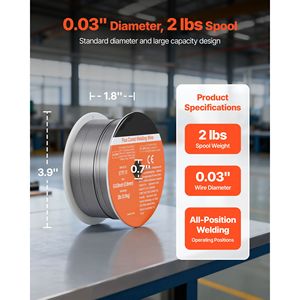 Filo per saldatura MIG a nucleo fuso E71T 11 da 0,03 pollici, 2 libbre, senza gas, per acciaio dolce, a bassa schizziatura, per saldatura ad arco in tutte le posizioni, peso 15 kg - Product Image 2