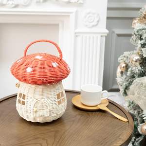 Toddler handbags red rattan mushroom basket toys handmade kids toy <b>wicker</b> mushroom handbag baskets - Product Image 5