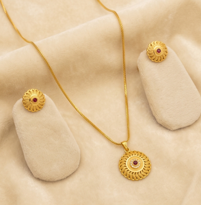 Divyoro Flower Pattern Gold Plated Copper Alloy Jewelry Set <b>Ruby</b> Stone <b>Necklace</b> Earrings Women Wedding Party Classic Style - Product Image 2