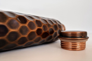 100 Percent Pure <b>Copper</b> Water <b>Bottle</b> Handmade Honeycomb Pattern Ayurvedic Drinkware Leak Proof BPA Free Reusable Hydration - Product Image 6