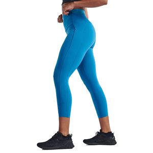 Leggings de yoga bleu uni taille haute, sans coutures, extensibles dans les quatre sens, avec taille élastique - Product Image 4