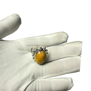 Bague en argent sterling 925 faite à la main avec jaspe bourdon naturel Bijoux uniques pour femmes et filles Cadeau de mariage parfait - Product Image 3