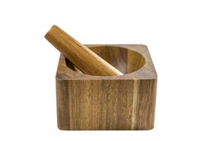 Natural Wood Mortar And Pestle Traditional Manual <b>Grinder</b> For Dry Masala <b>Herbs</b> Seeds And Spices - Product Image 2