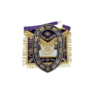 Delantal Masónico, Delantales de Regalia Masónica, Collar Masónico Bordado a Mano, Delantal Dorado de Gran Maestro de Logia Azul con Cadena y Collar - Product Image 6