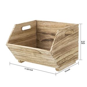 Natürliche Holz-Stapelboxen 2er-Pack Offene Dekorative Aufbewahrungsboxen 11x16,5x10 Zoll - Product Image 2