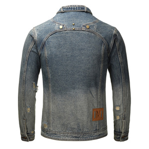 Veste en jean en toile pour homme, nouvelle collection, très tendance, décontractée, classique, avec capuche et logo frontal, élastique - Product Image 2