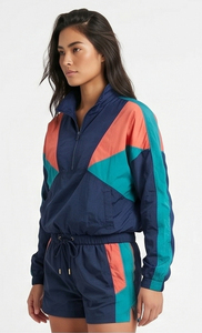 Conjunto de Chaqueta Corta con Cremallera y Pantalones Cortos con Cordón para Mujer, Conjunto Impermeable para Lluvia - Product Image 2